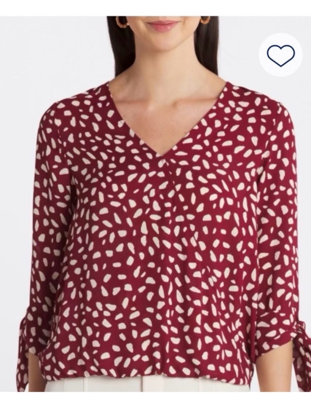 Beacon Red Print Surplice Wrap Blouse XL Tie Sleeve Flowy Top Stitch Fix - Picture 5 of 5